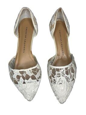 Chinese Laundry Classy Solid White Lace Pointed D'Orsay Flats Shoes